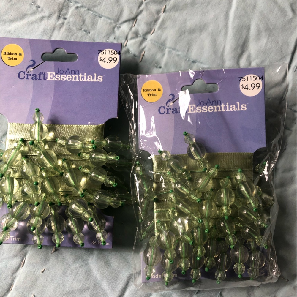 Green beaded ribbon trim from JoAnn Crafts.